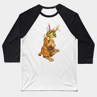 Bobtail BunnyCat: Ginger Tabby (Yellow) Baseball T-Shirt